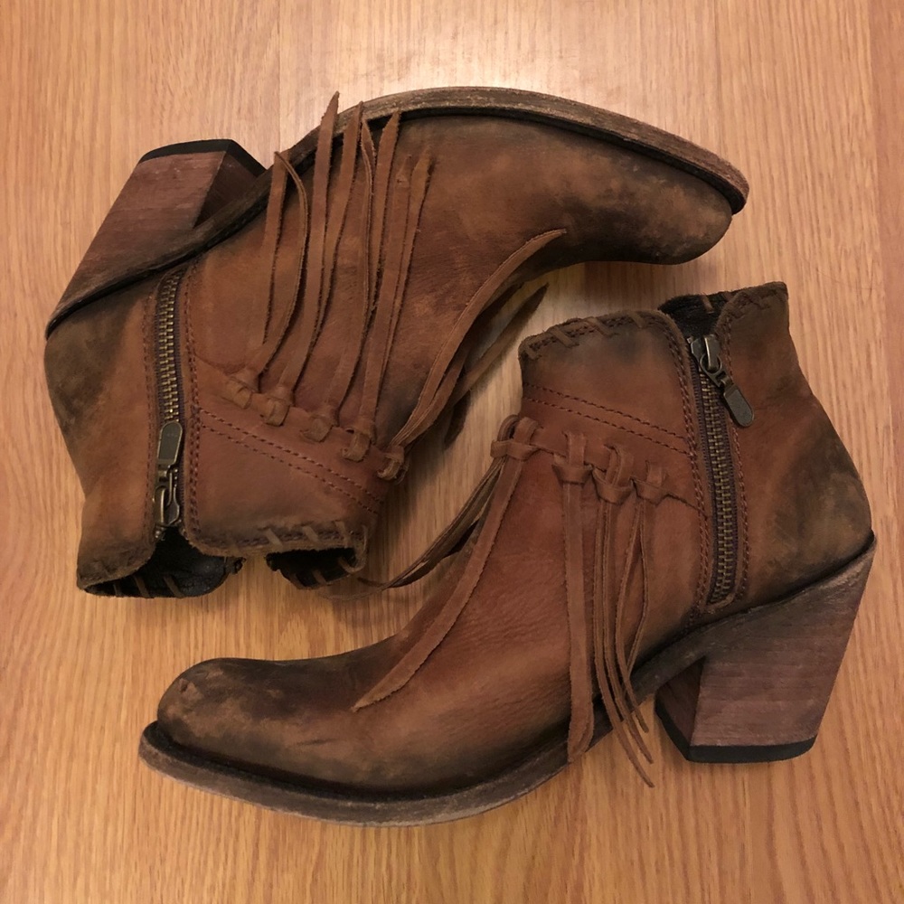 Liberty black fringe booties